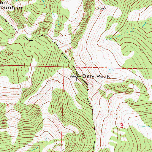 Topographic Map of Daly Peak, MT