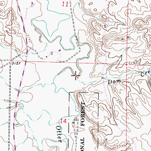 Topographic Map of Dam Creek, MT