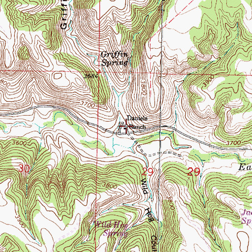 Topographic Map of Daniels Ranch, MT