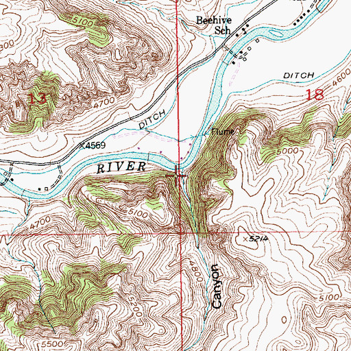 Topographic Map of Dark Canyon, MT