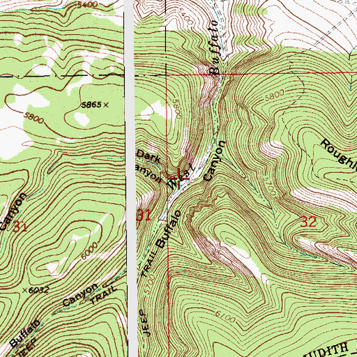 Topographic Map of Dark Canyon, MT