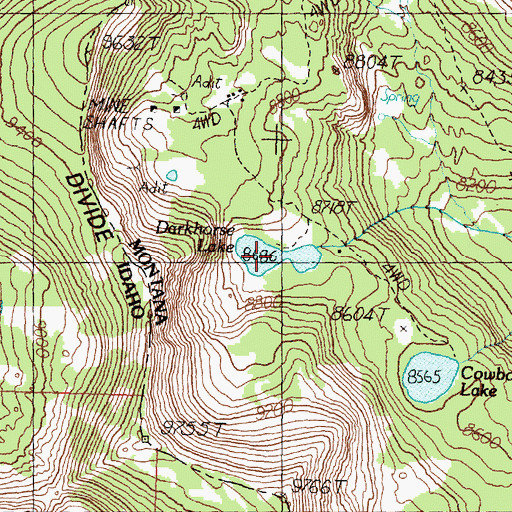 Topographic Map of Darkhorse Lake, MT