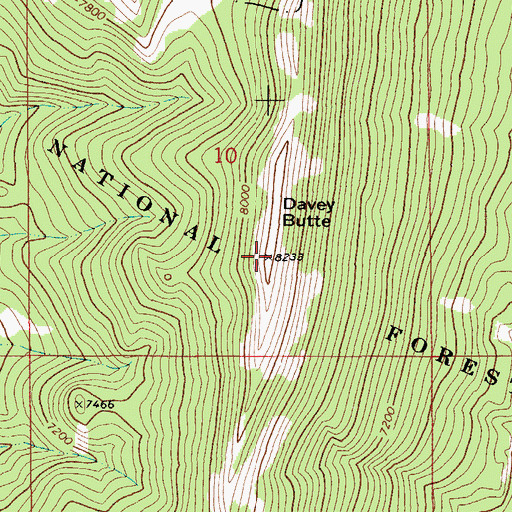 Topographic Map of Davey Butte, MT