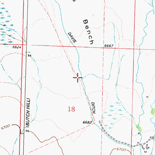 Topographic Map of Davis Ditch, MT