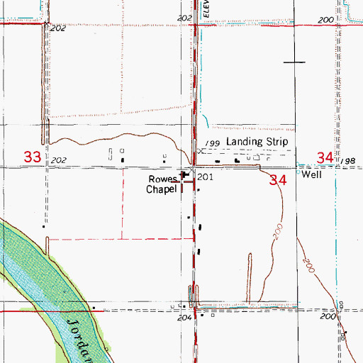 Topographic Map of Rowes Chapel, AR