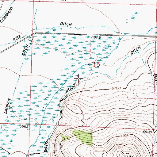 Topographic Map of Davis Woody Ditch, MT