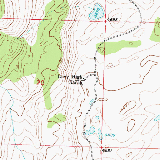 Topographic Map of Davy High Ranch, MT