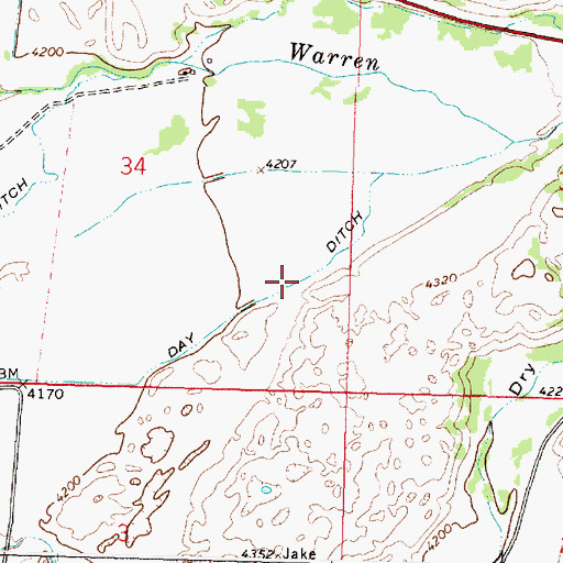 Topographic Map of Day Ditch, MT
