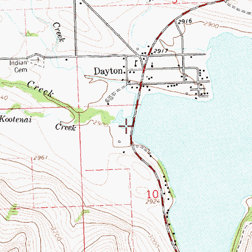 Topographic Map of Dayton Creek, MT