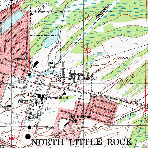 Topographic Map of Rose City Junior High School, AR