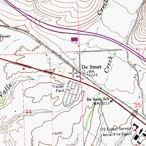 Topographic Map of De Smet, MT