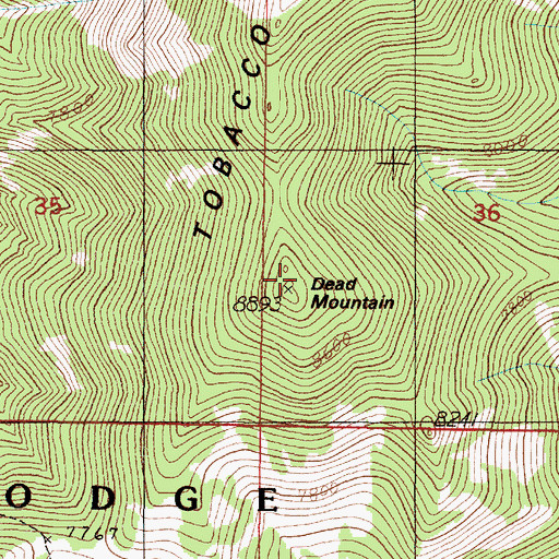 Topographic Map of Dead Mountain, MT