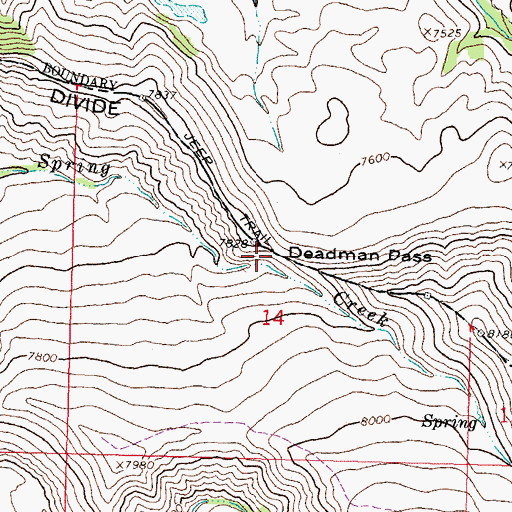 Topographic Map of Deadman Pass, MT
