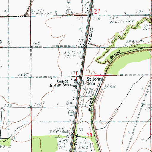 Topographic Map of Oneida Junior High School, AR