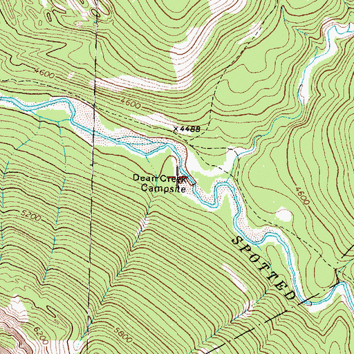 Topographic Map of Dean Creek Campsite, MT