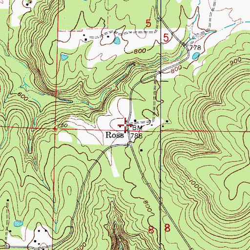 Topographic Map of Ross, AR