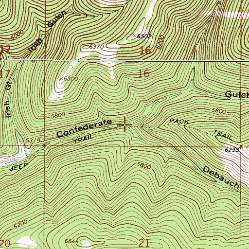 Topographic Map of Debauch Gulch, MT
