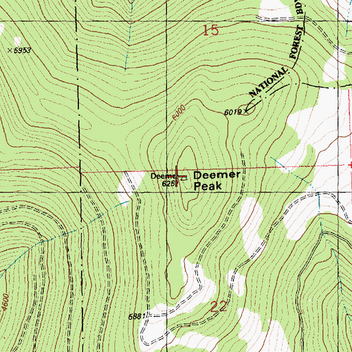 Topographic Map of Deemer Peak, MT