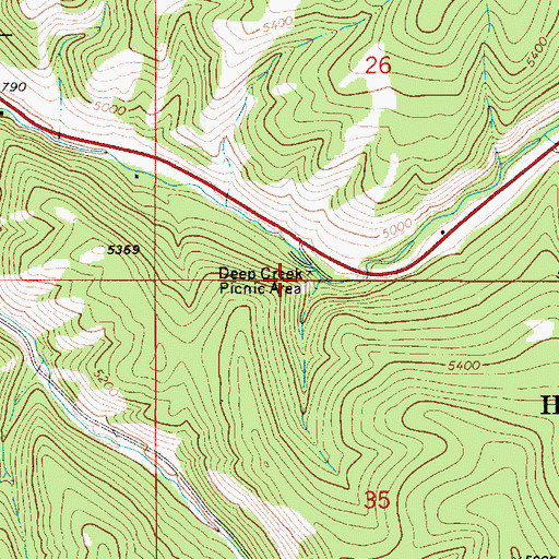 Topographic Map of Deep Creek Picnic Area, MT
