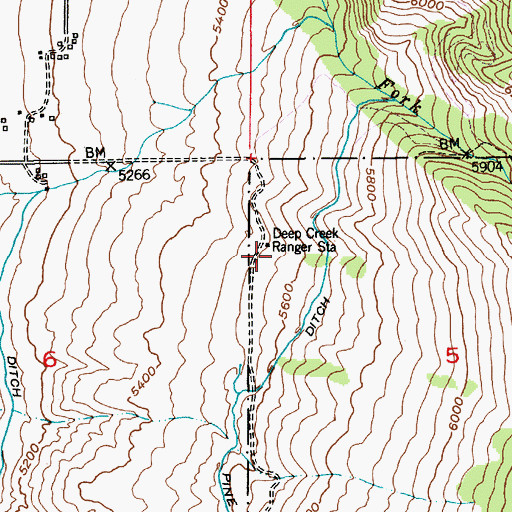 Topographic Map of Deep Creek Ranger Station, MT