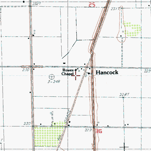 Topographic Map of Rowes Chapel Baptist Church, AR