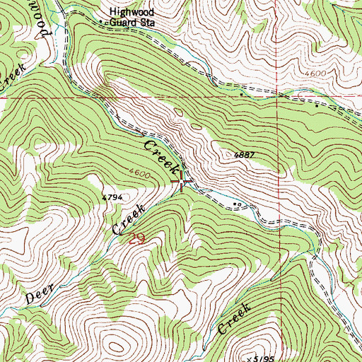 Topographic Map of Deer Creek, MT