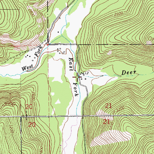 Topographic Map of Deer Creek, MT