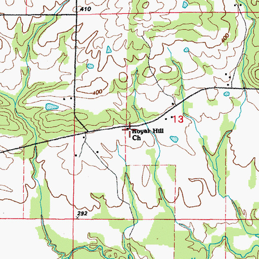 Topographic Map of Royal Hill Baptist Church, AR