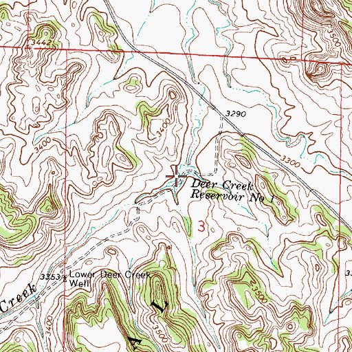 Topographic Map of Deer Creek Reservoir Number One, MT