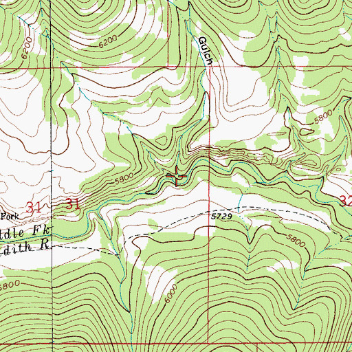 Topographic Map of Deer Gulch, MT