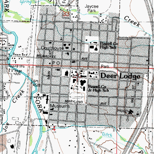 Topographic Map of Deer Lodge, MT