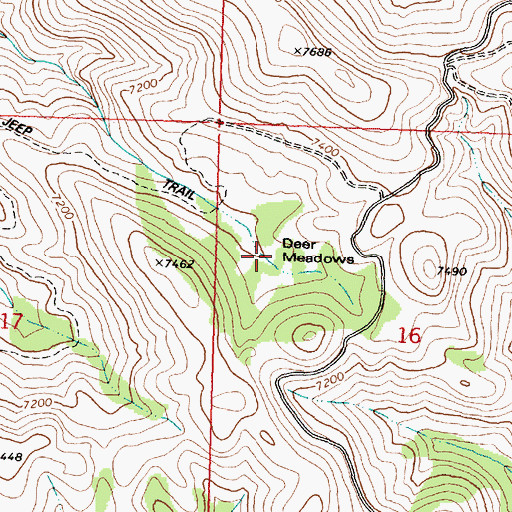 Topographic Map of Deer Meadows, MT
