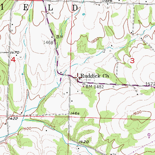 Topographic Map of Reddick Assembly of God Church, AR
