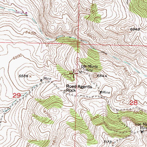 Topographic Map of Del Monte Mine, MT