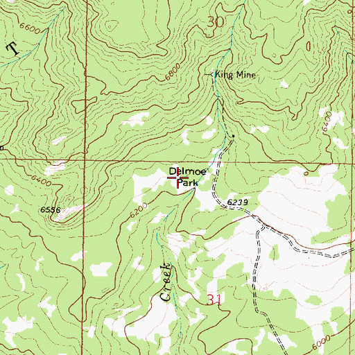 Topographic Map of Delmoe Park, MT