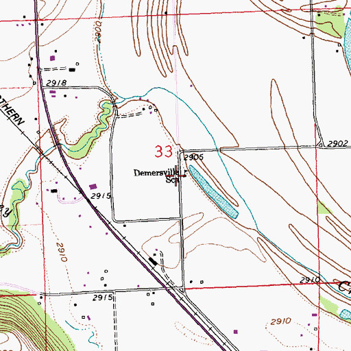 Topographic Map of Demersville School (historical), MT
