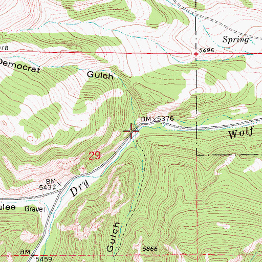 Topographic Map of Democrat Gulch, MT