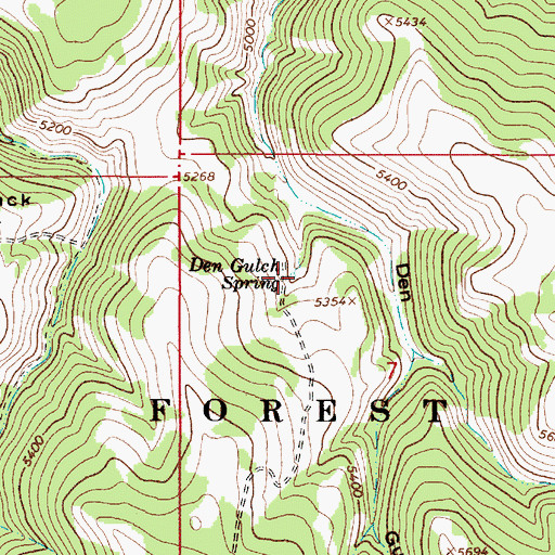 Topographic Map of Den Gulch Spring, MT