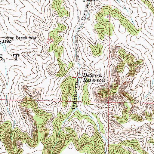 Topographic Map of Detborn Reservoir, MT