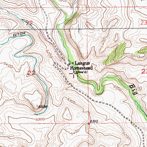 Topographic Map of Devil Creek, MT
