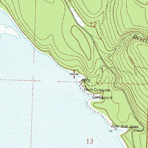 Topographic Map of Devils Corkscrew Creek, MT