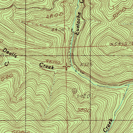 Topographic Map of Devils Creek, MT