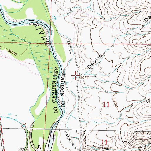 Topographic Map of Devils Dancehall, MT