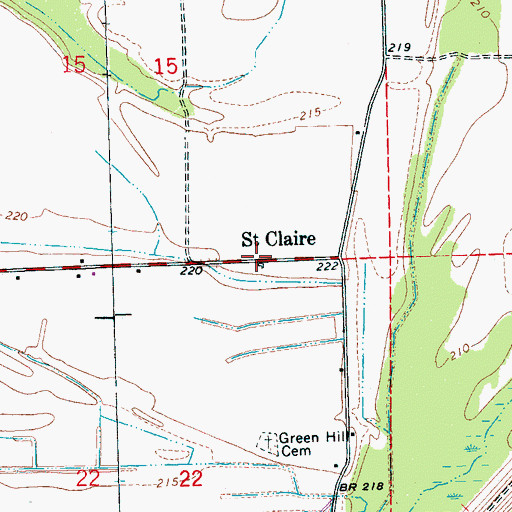 Topographic Map of Saint Claire, AR