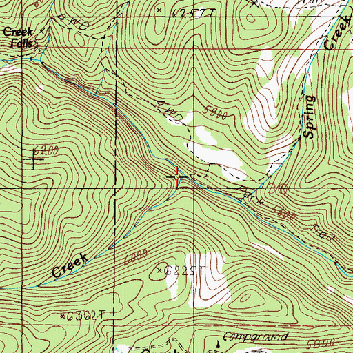 Topographic Map of Dewey Creek, MT