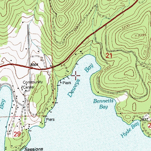 Topographic Map of Deweys Bay, MT