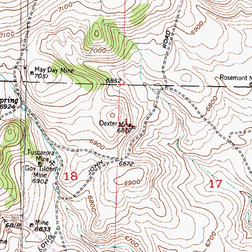 Topographic Map of Dexter Mine, MT