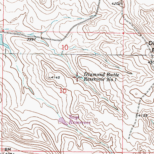 Topographic Map of Diamond Butte Reservoir Number One, MT