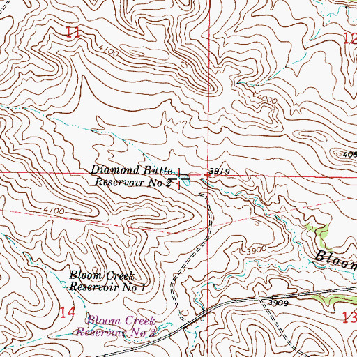 Topographic Map of Diamond Butte Reservoir Number Two, MT