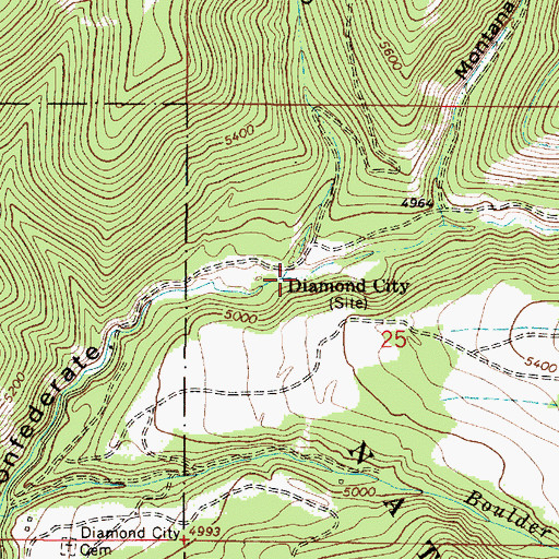 Topographic Map of Diamond City, MT